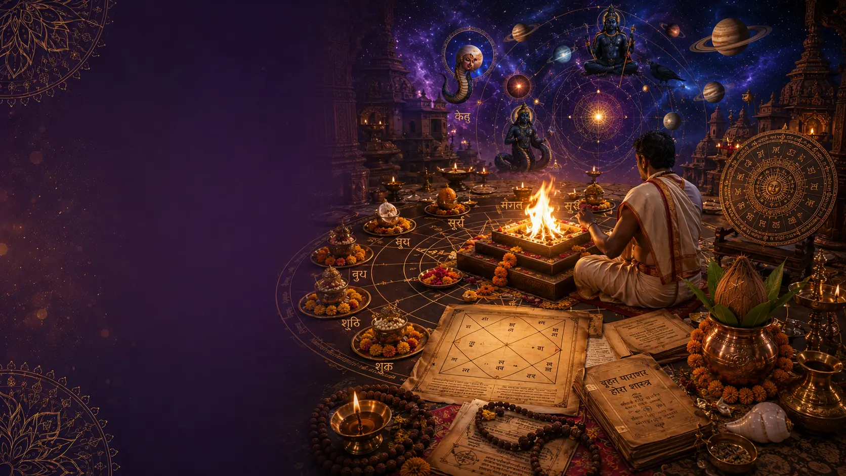 Cérémonie Navagraha associée au Jyotish et aux neuf grahas