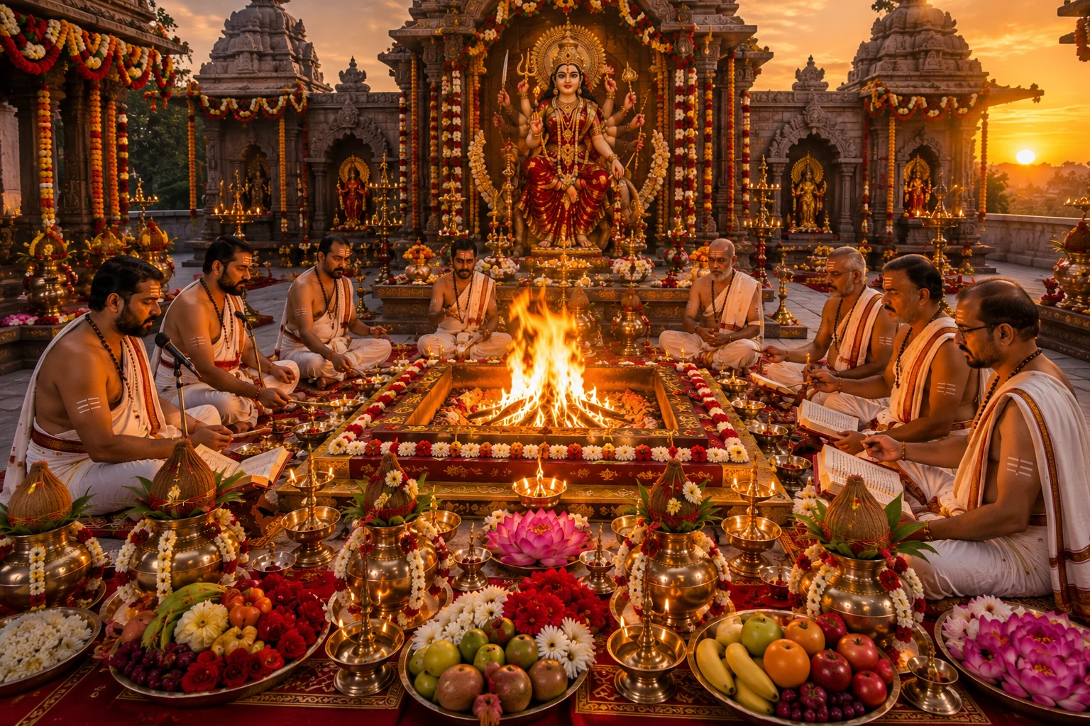Maha Chandi Yajna consacré à la Divine Mère et réalisé par plusieurs pandits en Inde