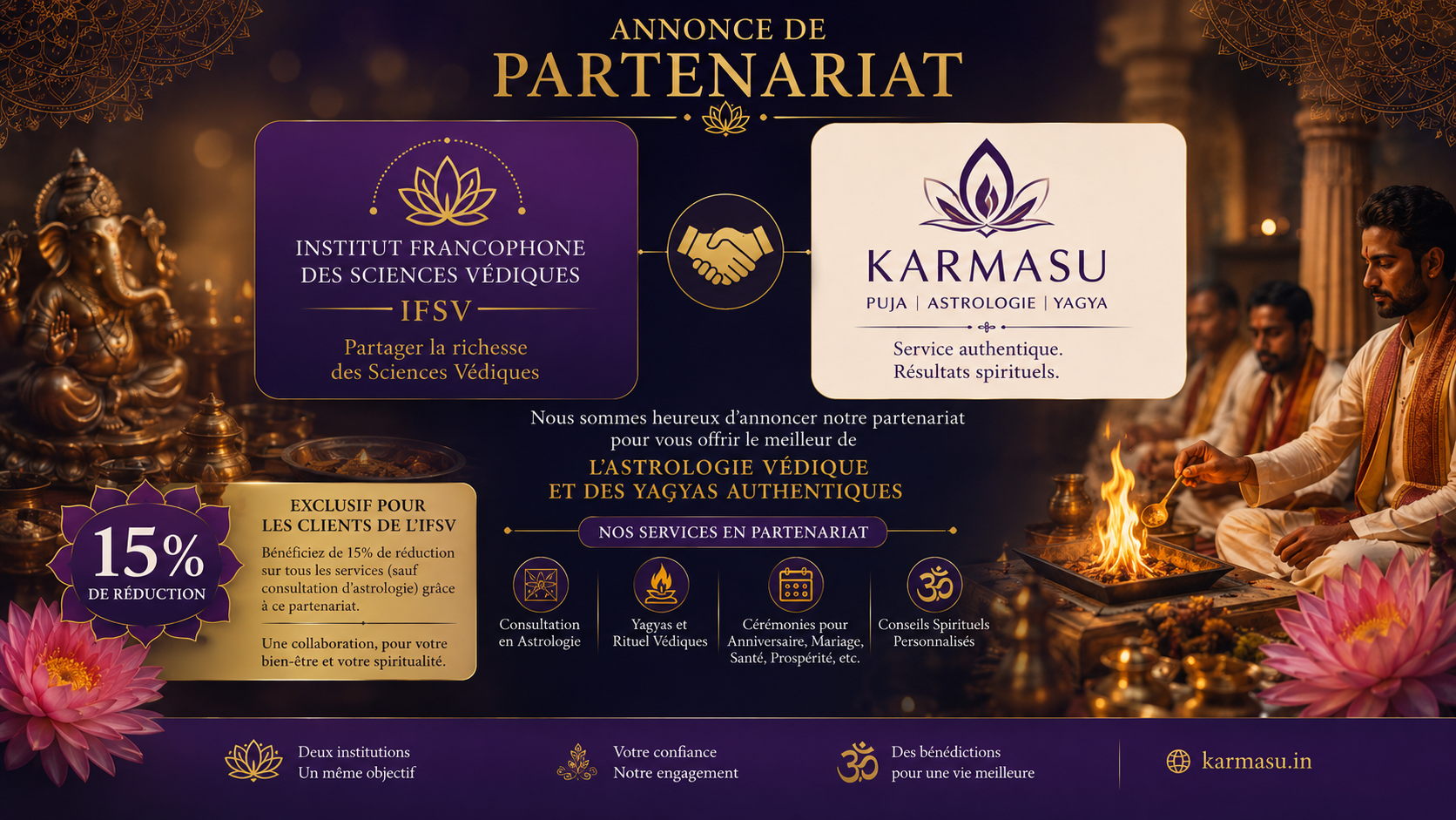 Annonce du partenariat entre l’Institut Francophone des Sciences Védiques (IFSV) et KARMASU