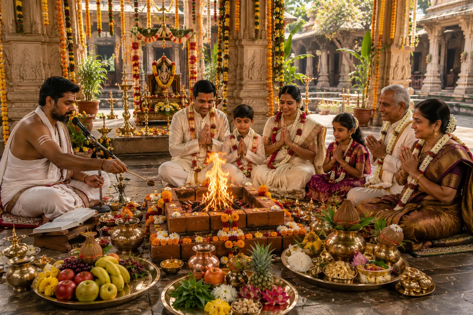 Ayushya Homa réalisé en Inde pour accompagner un anniversaire et une nouvelle année de vie