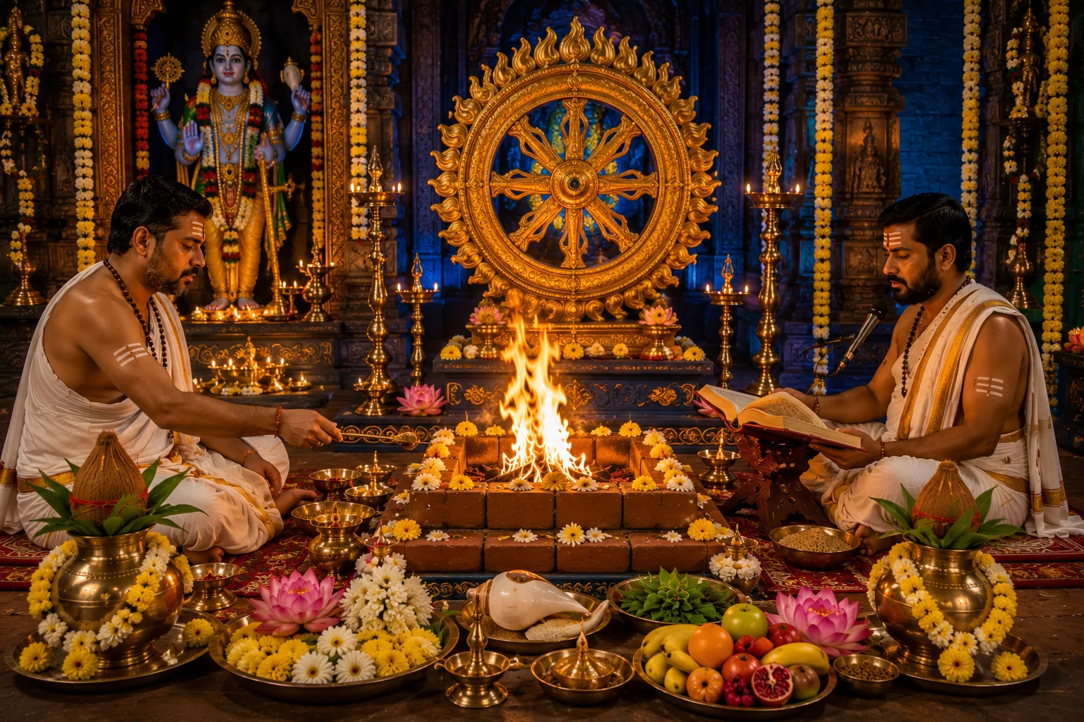 Sudarshana Homa consacré à Vishnu et réalisé par des pandits en Inde